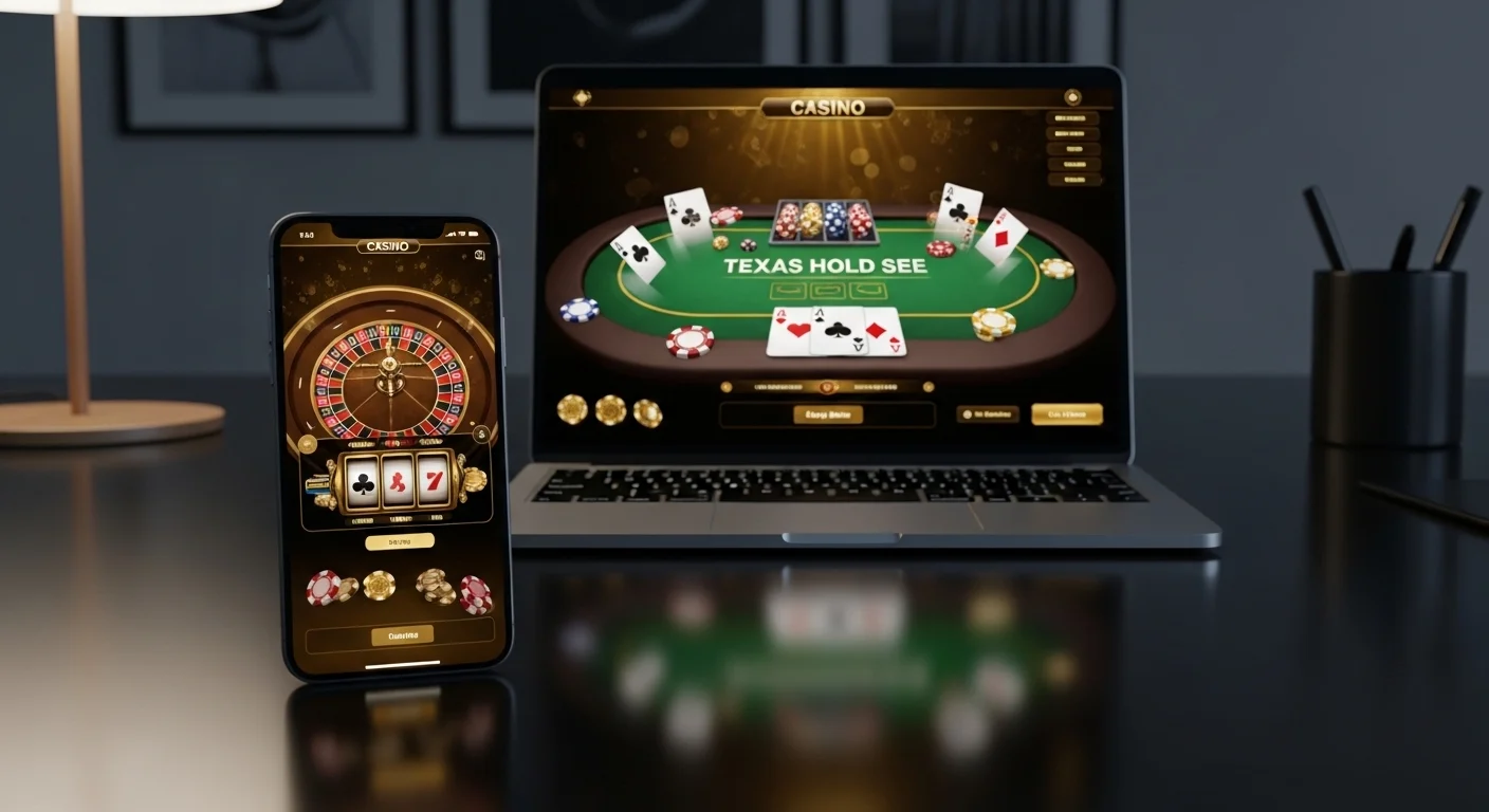 Мобильная и десктопная версия казино в премиальном темном стиле